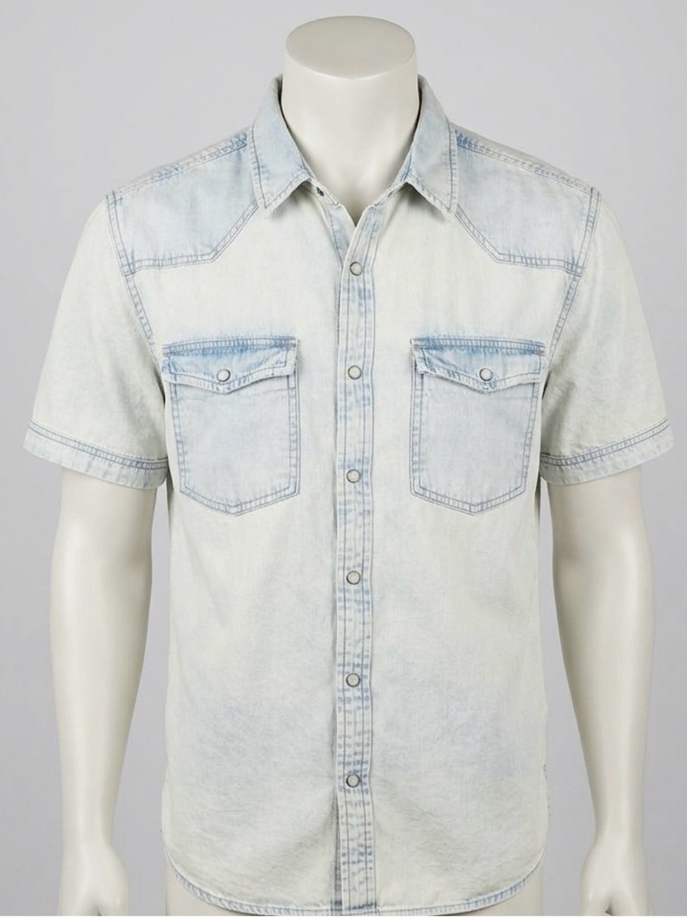 We The Free Distressed Denim Western Shirt Size S